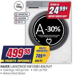 Trony HAIER LAVATRICE HW100B14367UIT offerta