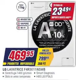 Trony LG LAVATRICE F4R3011NSWB offerta