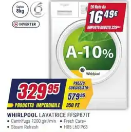 Trony WHIRLPOOL LAVATRICE FFSP87IT offerta