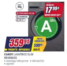 Trony CANDY LAVATRICE SLIM BR48B6GS offerta