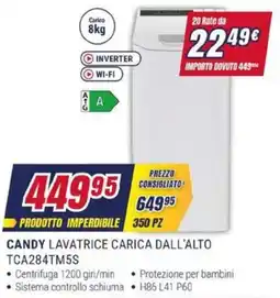 Trony CANDY LAVATRICE CARICA DALL'ALTO TCA284TM5S offerta