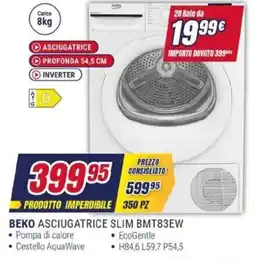 Trony BEKO ASCIUGATRICE SLIM BMT83EW offerta