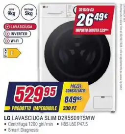 Trony LG LAVASCIUGA SLIM D2R5S09TSWW offerta