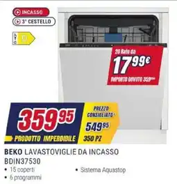 Trony BEKO LAVASTOVIGLIE DA INCASSO BDIN37530 offerta