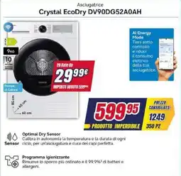 Trony SAMSUNG Asciugatrice Crystal EcoDry DV90DG52A0AH offerta