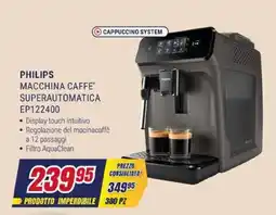 Trony PHILIPS MACCHINA CAFFE' SUPERAUTOMATICA EP122400 offerta