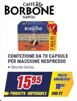 Trony Caffèr borbone confezione da 70 capsule per macchine nespresso offerta