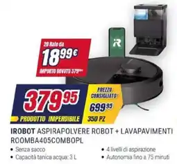 Trony IROBOT ASPIRAPOLVERE ROBOT + LAVAPAVIMENTI ROOMBA405COMBOPL offerta
