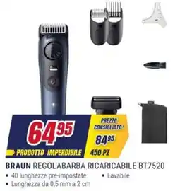 Trony BRAUN REGOLABARBA RICARICABILE BT7520 offerta