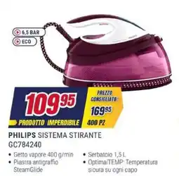 Trony PHILIPS SISTEMA STIRANTE GC784240 offerta