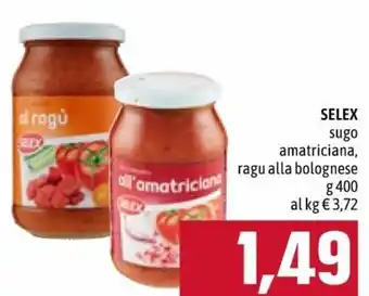 Selex Sugo Amatriciana, Ragu Alla Bolognese 400g