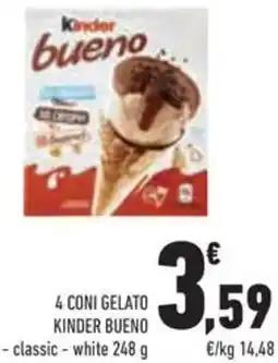 Conad Superstore 4 coni gelato KINDER BUENO offerta