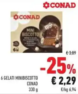 Conad Superstore 6 gelati minibiscotto CONAD offerta