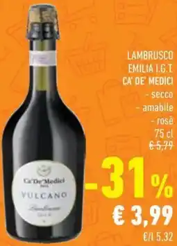 Conad Superstore Lambrusco emilia i.g.t. CA' DE' MEDICI offerta