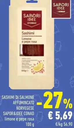 Conad Superstore Sashimi di salmone affumincato norvegese SAPOR&IDEE CONAD offerta
