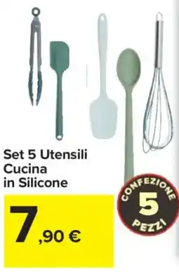 Carrefour Set 5 Utensili Cucina in Silicone offerta