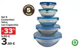 Carrefour Set 5 Contenitori Vetro con Coperchio offerta