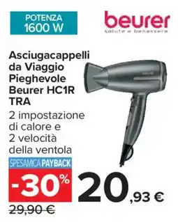 Carrefour Asciugacappelli da Viaggio Pieghevole Beurer HC1R TRA offerta
