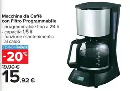 Carrefour Macchina da Caffè con Filtro Programmabile offerta