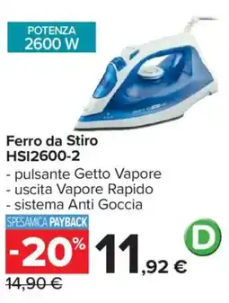 Carrefour Ferro da Stiro HSI2600-2 offerta