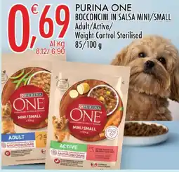 Crai Purina one bocconcini in salsa mini/small adult/active/ weight control sterilised offerta