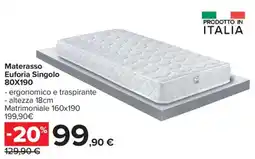 Carrefour Materasso Euforia Singolo 80x190 offerta