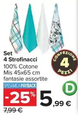 Carrefour Set 4 Strofinacci offerta