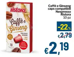 Qui Discount Caffè e Ginseng caps compatibili Nespresso Ristora offerta