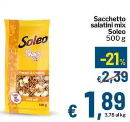 Qui Discount Sacchetto salatini mix Soleo offerta