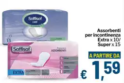 Qui Discount Soffisof Assorbenti per incontinenza Extra x 10/ Super x 15 offerta