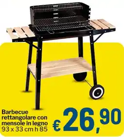Qui Discount Barbecue rettangolare con mensole in legno offerta
