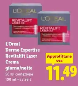 Lidl L'Oreal Dermo Expertise Revitalift Laser Crema giorno/notte offerta