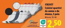Lidl CRIVIT Calzini sportivi da uomo e da donna, 5 paia offerta