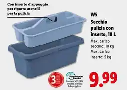 Lidl W5 Secchio pulizia con inserto, 18 L offerta
