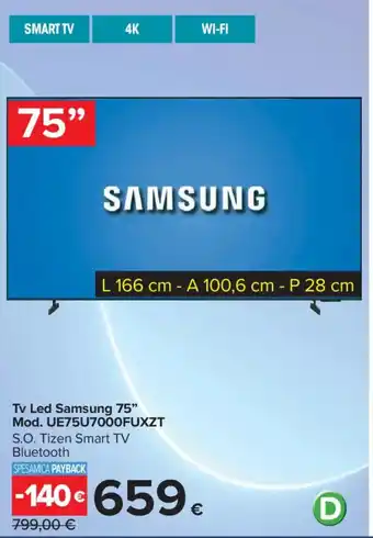 Tv Led Samsung 75" Mod. UE75U7000FUXZT