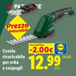 Lidl Cesoia ricaricabile per erba e cespugli offerta