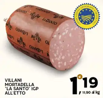 Extra Supermercati Villani mortadella "la santo" igp offerta