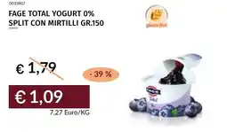 Prezzemolo e Vitale Fage total yogurt 0% split con mirtilli offerta