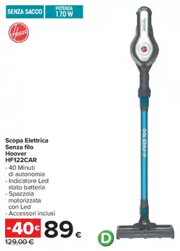 Carrefour Scopa Elettrica Senza filo Hoover HF122CAR offerta