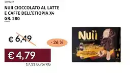 Prezzemolo e Vitale Nuii cioccolato al latte e caffe dell'etiopia x4 offerta