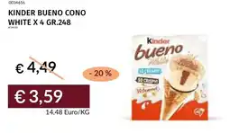 Prezzemolo e Vitale Kinder bueno cono white x 4 offerta