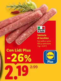 Lidl Salsiccia di tacchino offerta