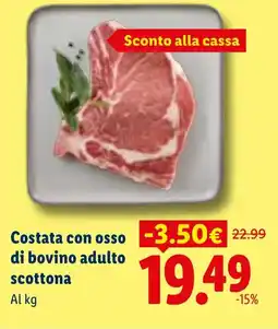 Lidl Costata con osso di bovino adulto scottona offerta