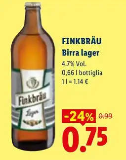 Lidl FINKBRÄU Birra lager offerta