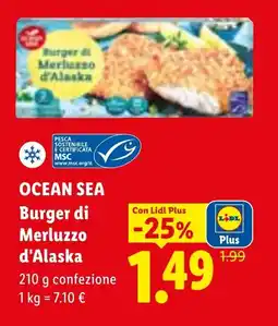 Lidl OCEAN SEA Burger di Merluzzo d'Alaska offerta