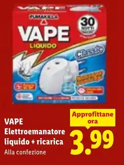 Lidl VAPE Elettroemanatore liquido + ricarica offerta