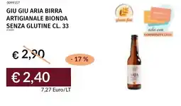 Prezzemolo e Vitale Giu giu aria birra artigianale bionda senza glutine offerta