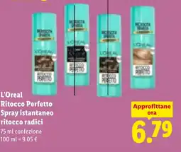 Lidl L'Oreal Ritocco Perfetto Spray istantaneo ritocco radici offerta