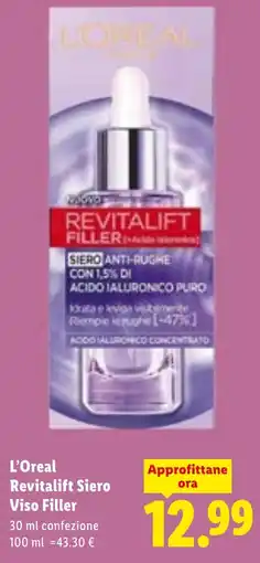 Lidl L'Oreal Revitalift Siero Viso Filler offerta