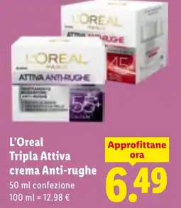 Lidl L'Oreal Tripla Attiva crema Anti-rughe offerta